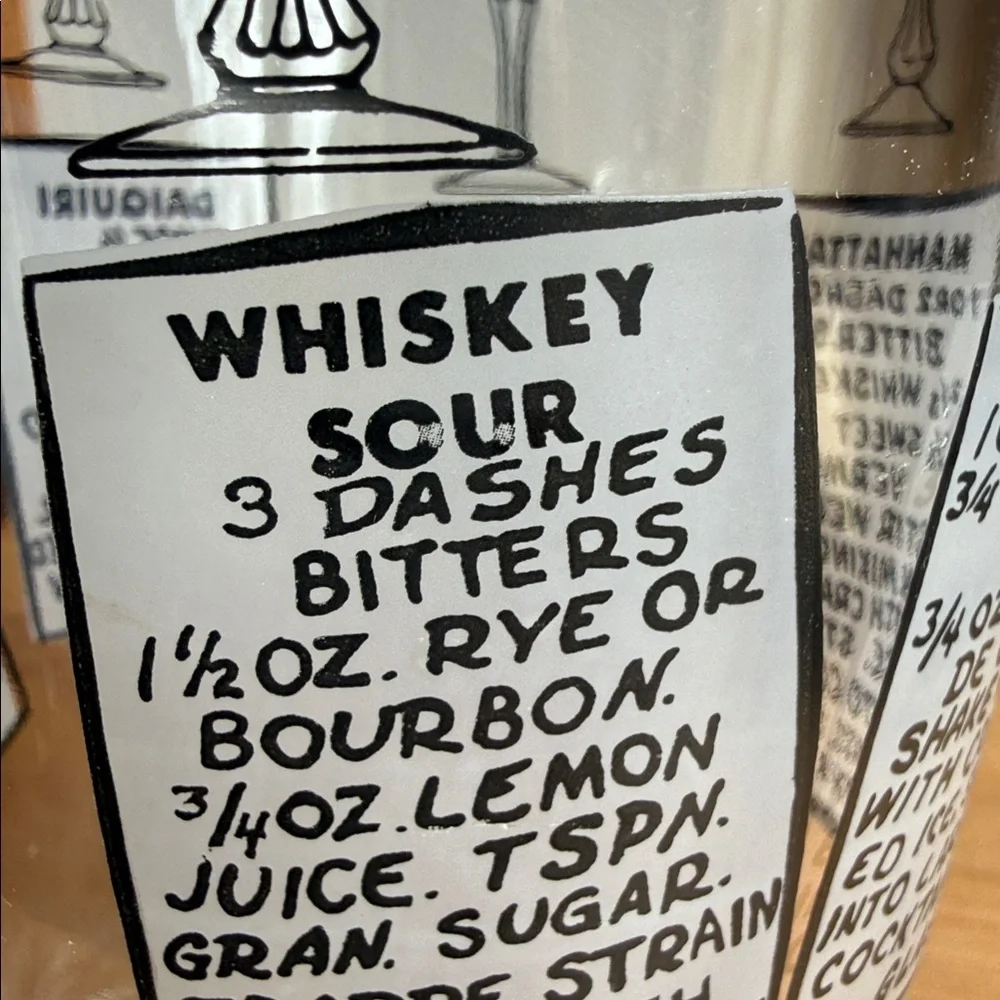 Vintage MCM Cocktail Recipe Mixing Glass Multi-Language Cheers Barware (No Lid)